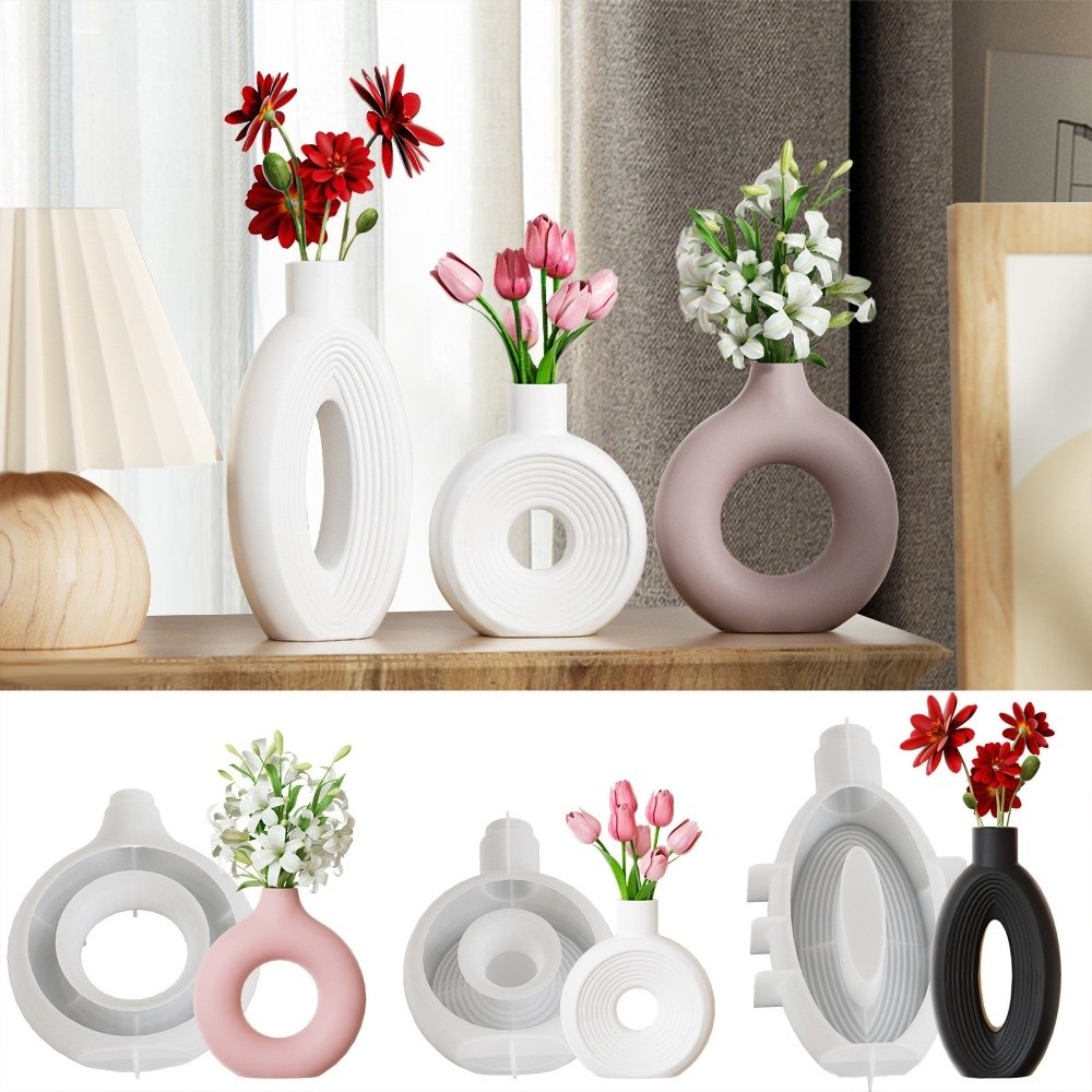 Resin Craft Workshop - Modern Oval Stripe Silicone Vase Mold
