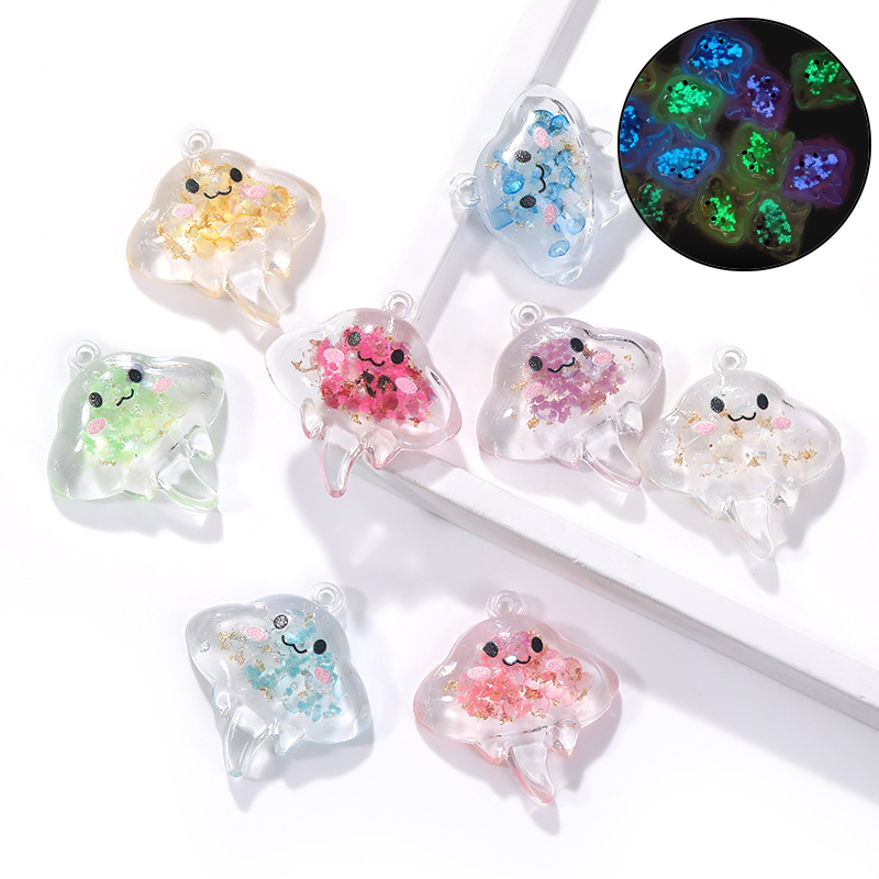 Resin Craft Projects - 10Pcs Luminous Manta rays Resin Charms