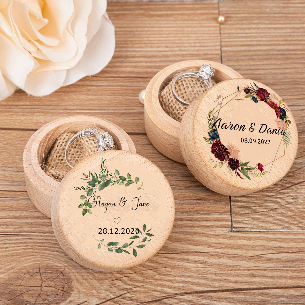 Wood Ring Blank - Personalized Wedding Ring Box with Engraved