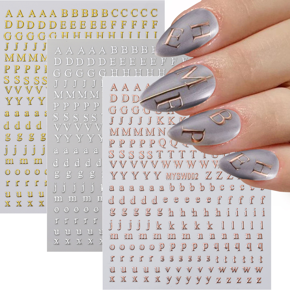 2Pcs Small 26 Alphabet Nail St - Gold Foil Flakes recension och pris