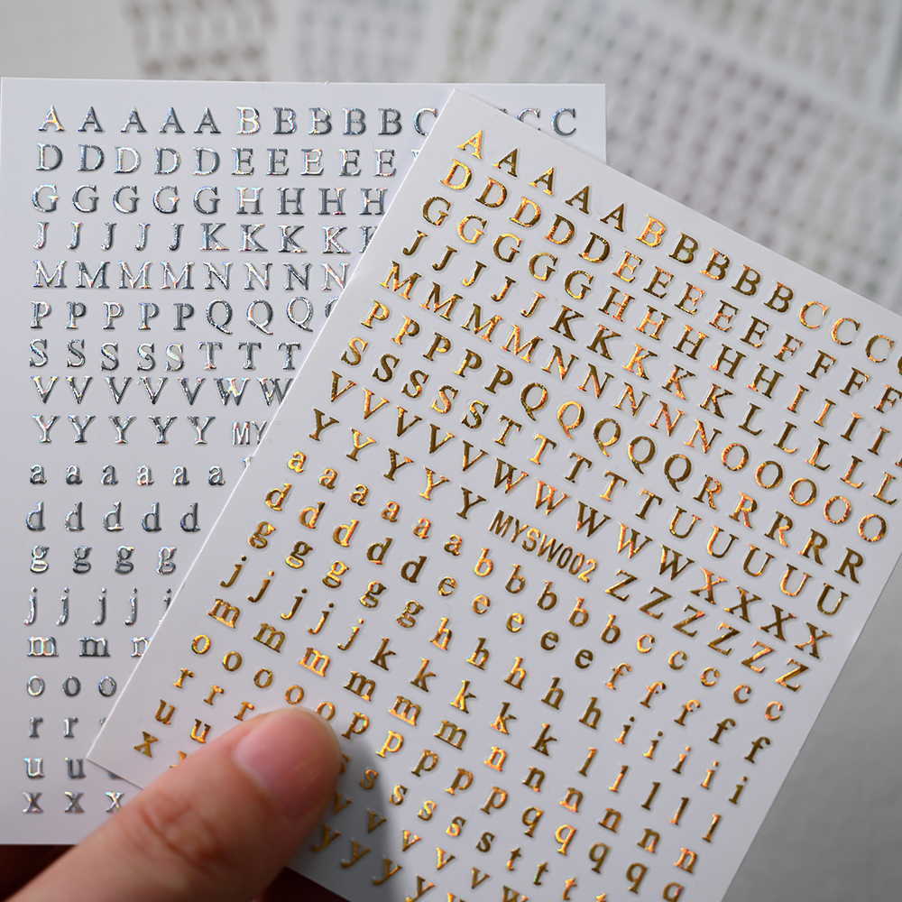 2Pcs Small 26 Alphabet Nail St - Gold Foil Flakes recension och pris