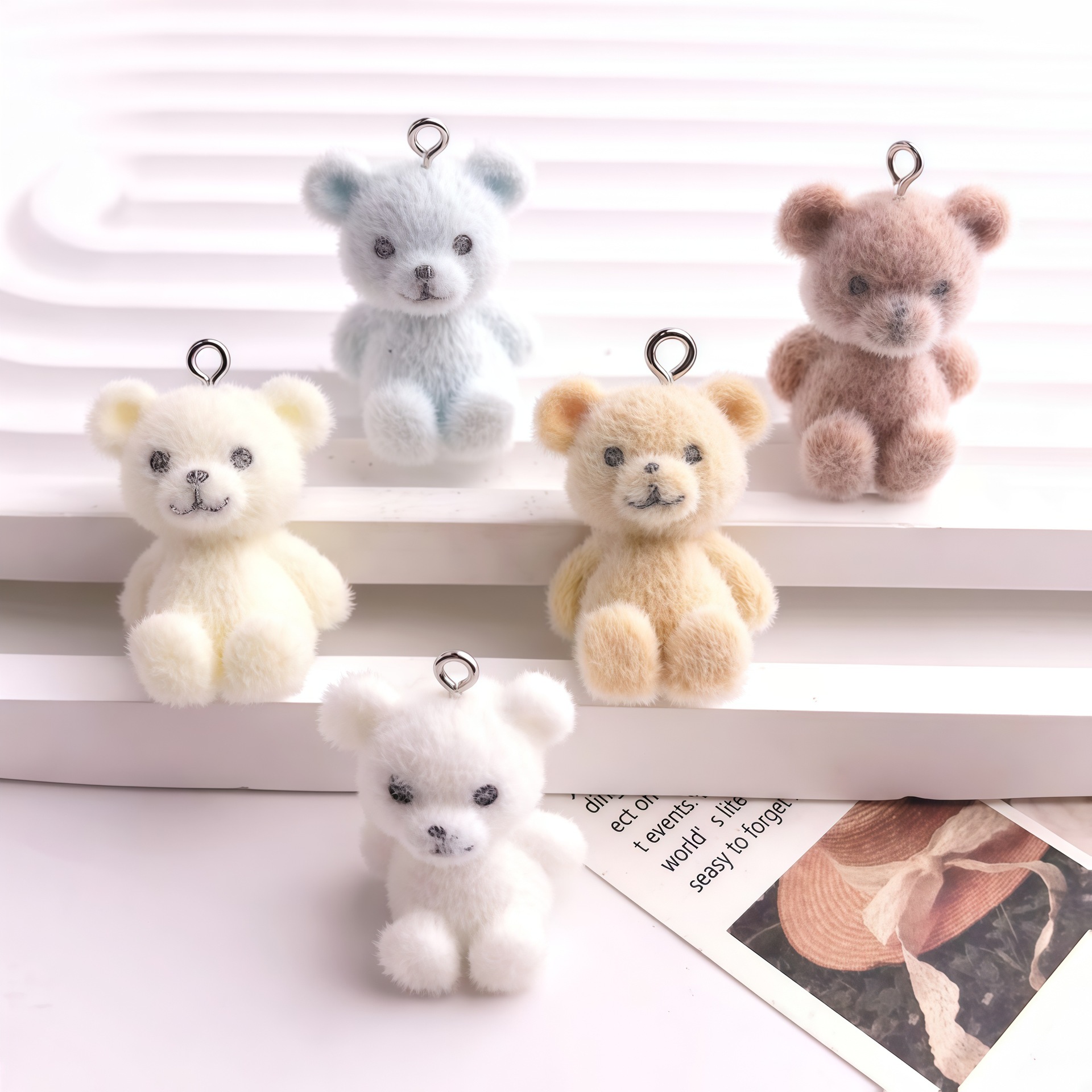 5pcs 3D Flocked Bear Resin Cha - Resin Craft Projects recension och pris
