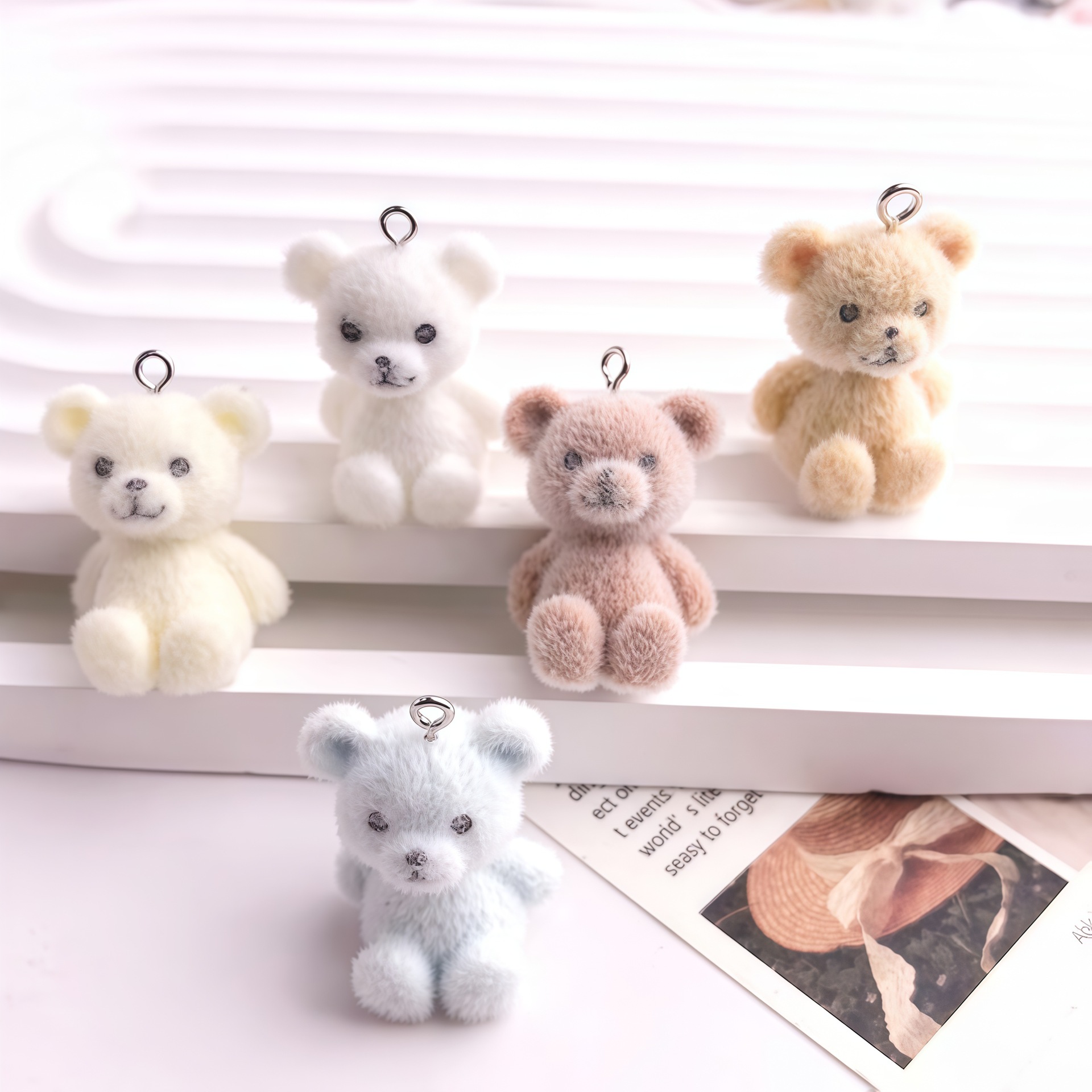 5pcs 3D Flocked Bear Resin Cha - Resin Craft Projects recension och pris