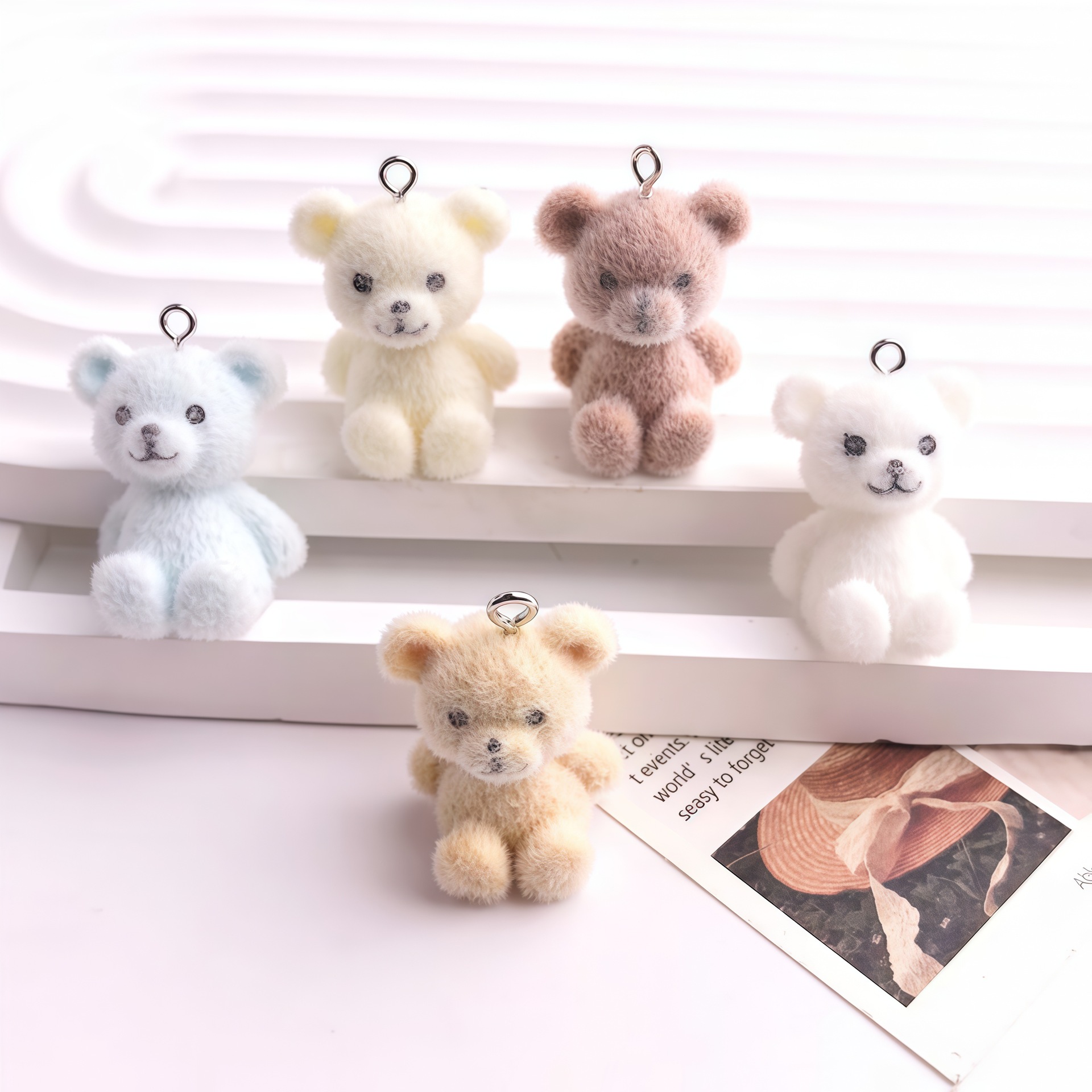 5pcs 3D Flocked Bear Resin Cha - Resin Craft Projects recension och pris