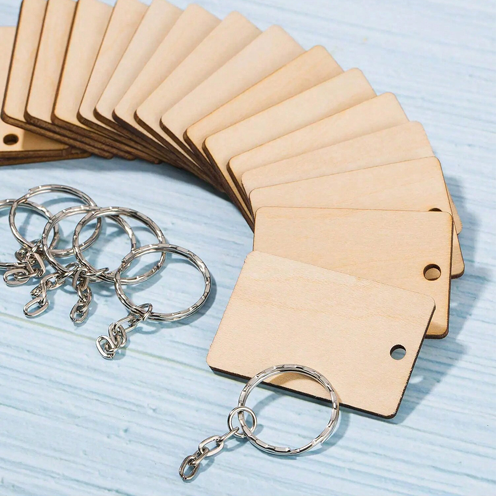 60pcs Blank Wooden Key Chains  - Wood Ring Blank recension och pris