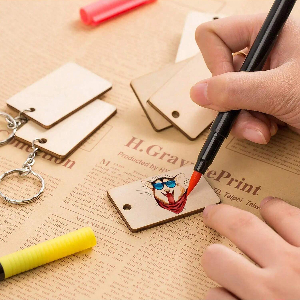 60pcs Blank Wooden Key Chains  - Wood Ring Blank recension och pris