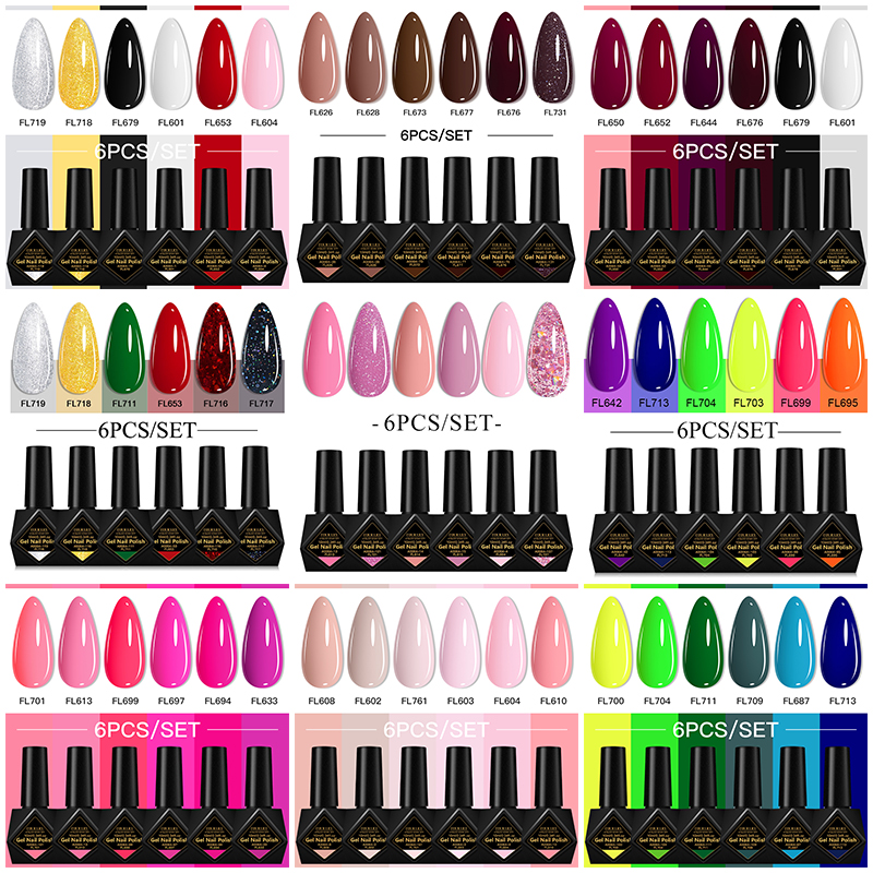 6Pcs/Set 10ML Gel Nail Polish  - Resin Glitter Pack recension och pris