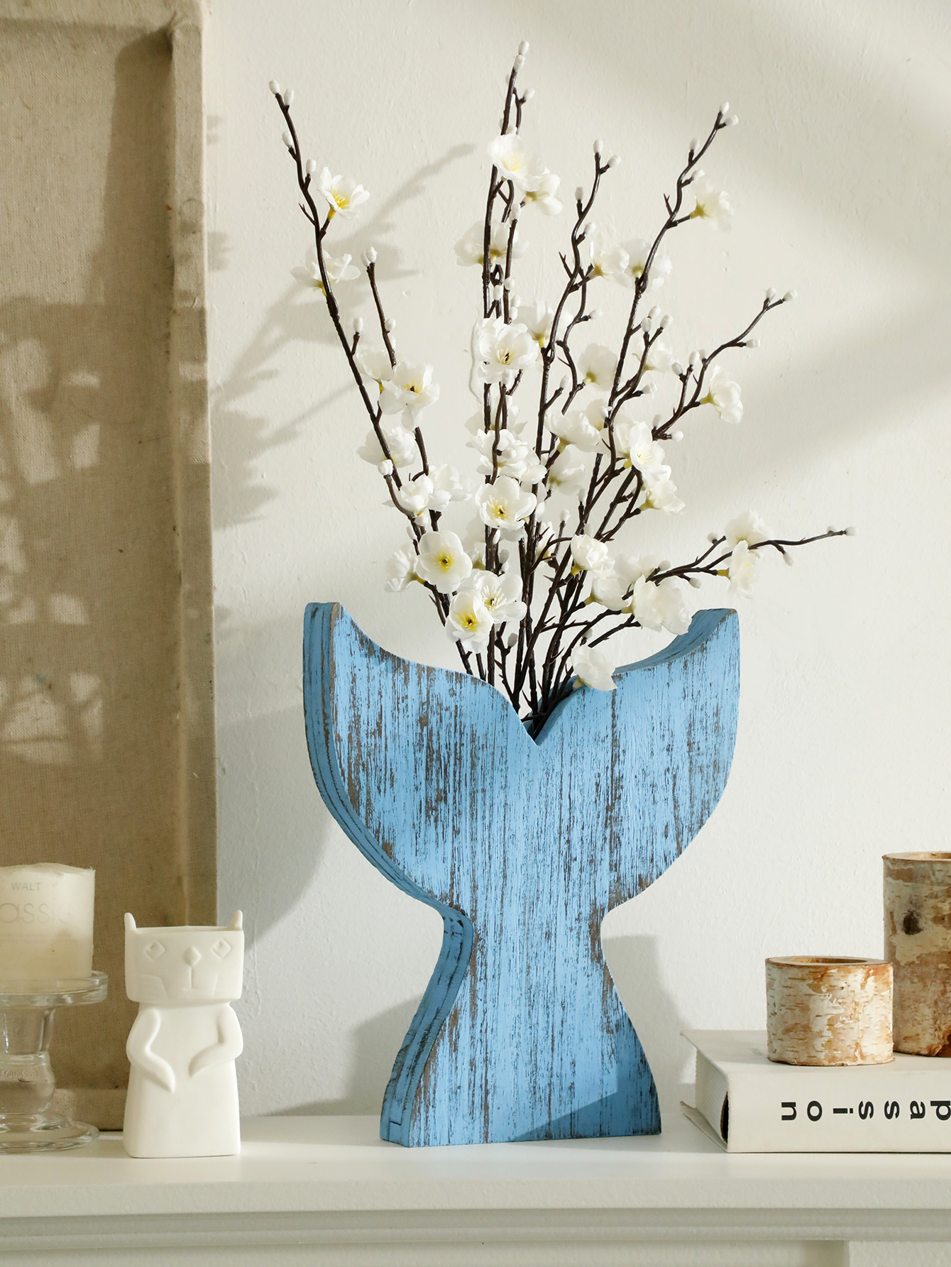Nautical Wooden Vase Whale Tai - Dried Flower Bulk recension och pris