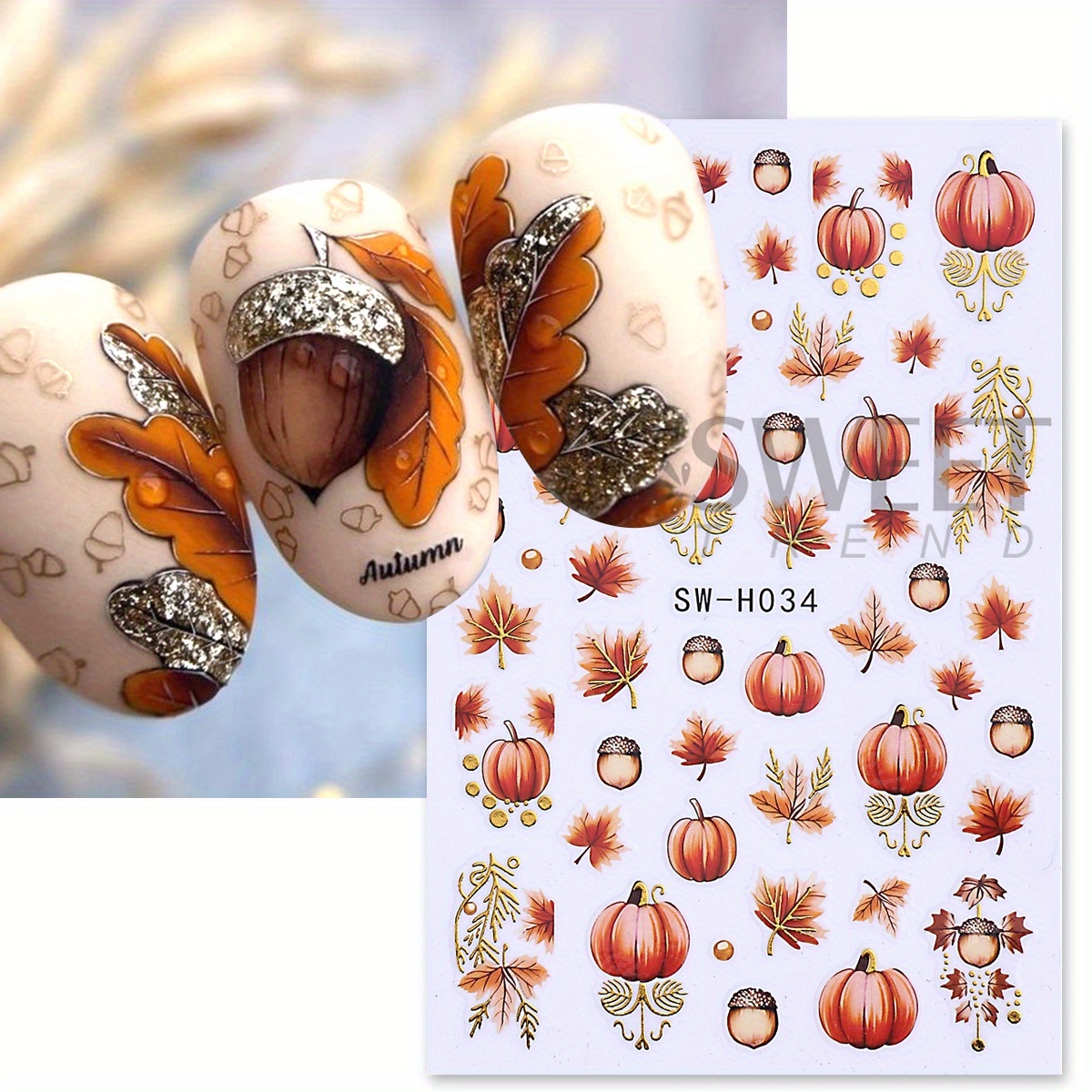 2pcs Glitter Autumn Pumpkin Ma - Gold Foil Flakes recension och pris
