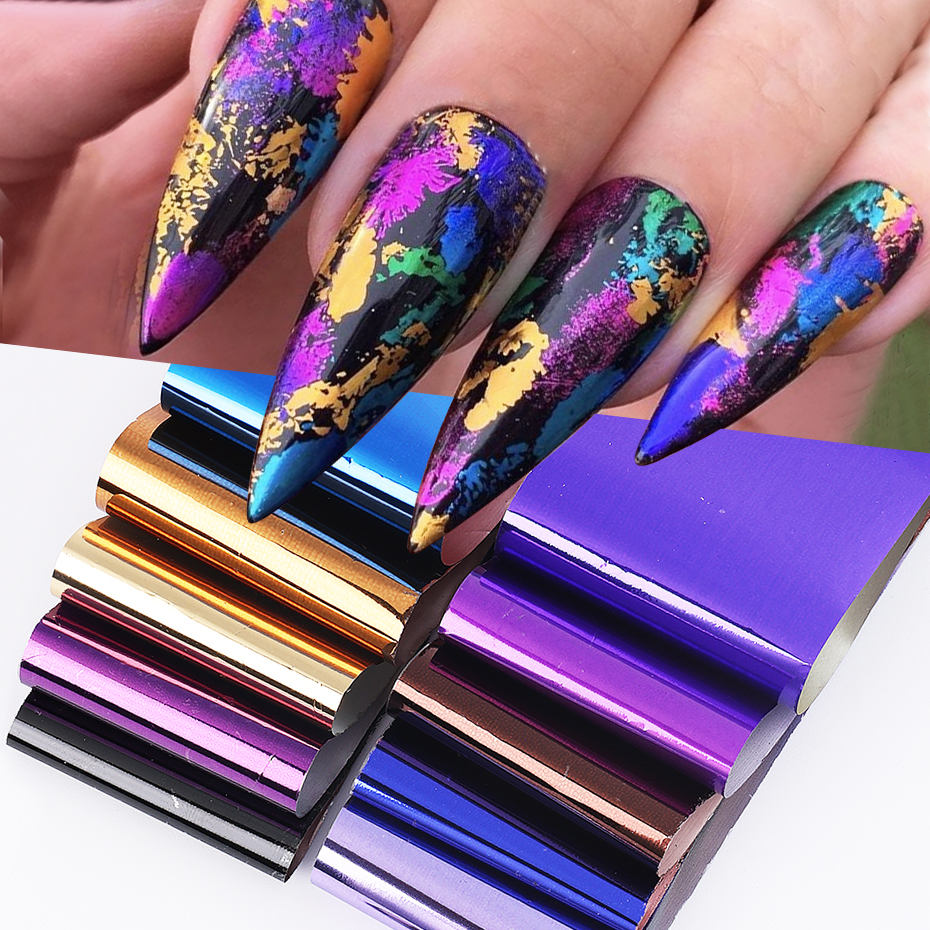 10pcs Metallic Nail Transfer F - Gold Foil Flakes recension och pris