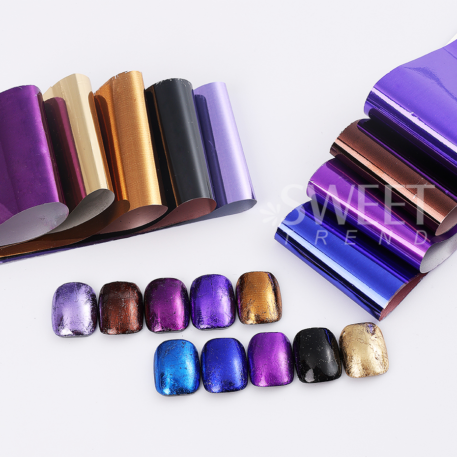 10pcs Metallic Nail Transfer F - Gold Foil Flakes recension och pris