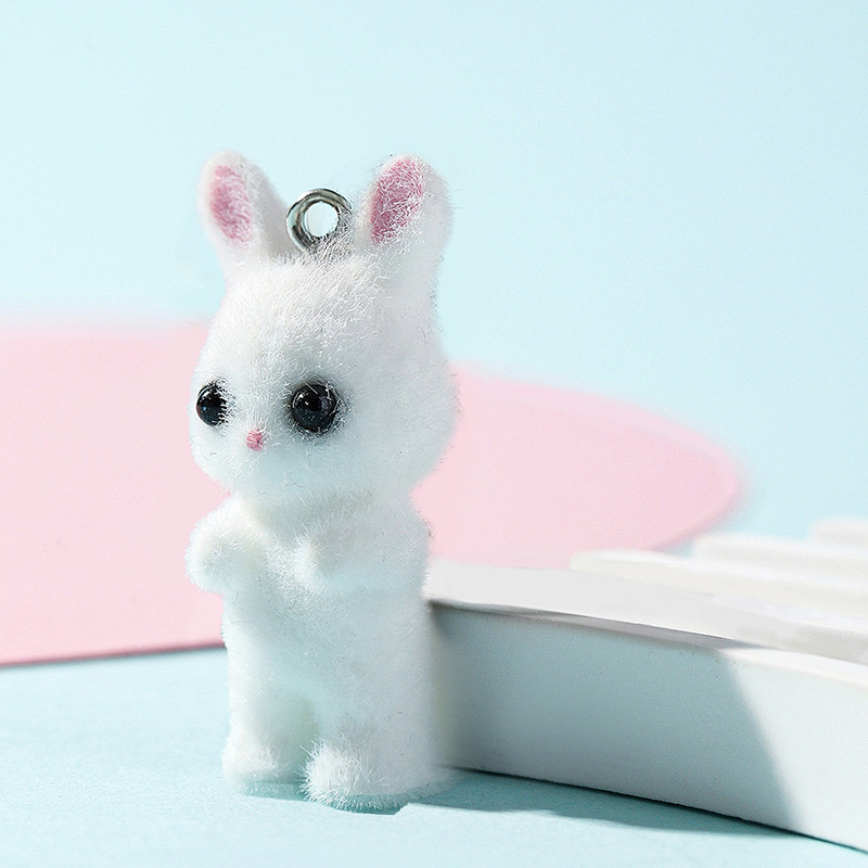 5pcs/lot Cute Flocking Rabbit  - Resin Craft Projects recension och pris