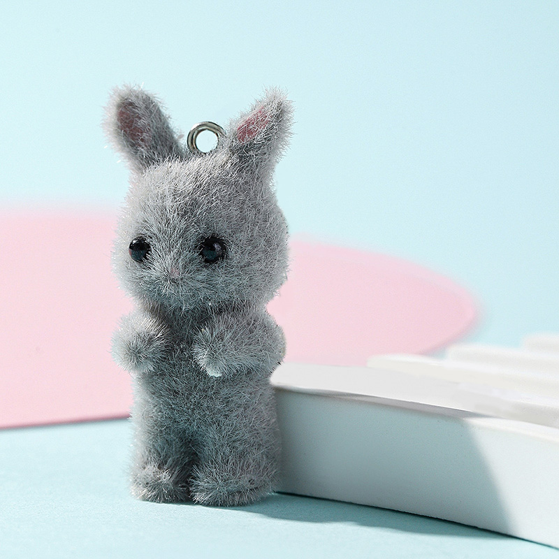 5pcs/lot Cute Flocking Rabbit  - Resin Craft Projects recension och pris