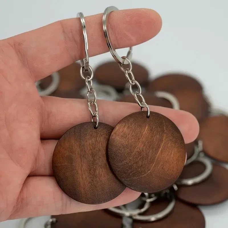 10Pcs Wooden Keychains Vintage - Wood Ring Blank recension och pris