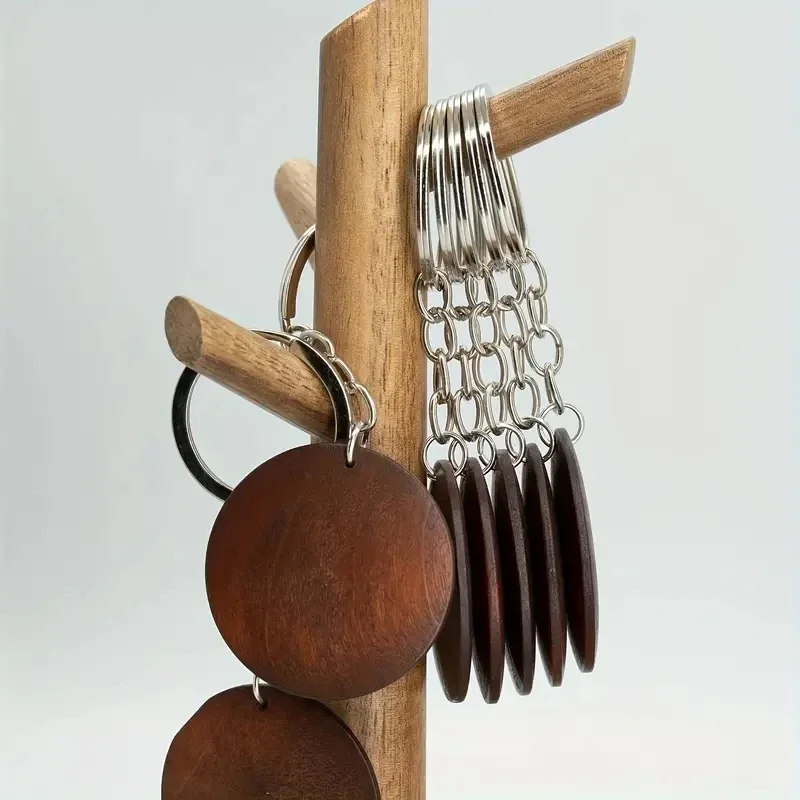 10Pcs Wooden Keychains Vintage - Wood Ring Blank recension och pris