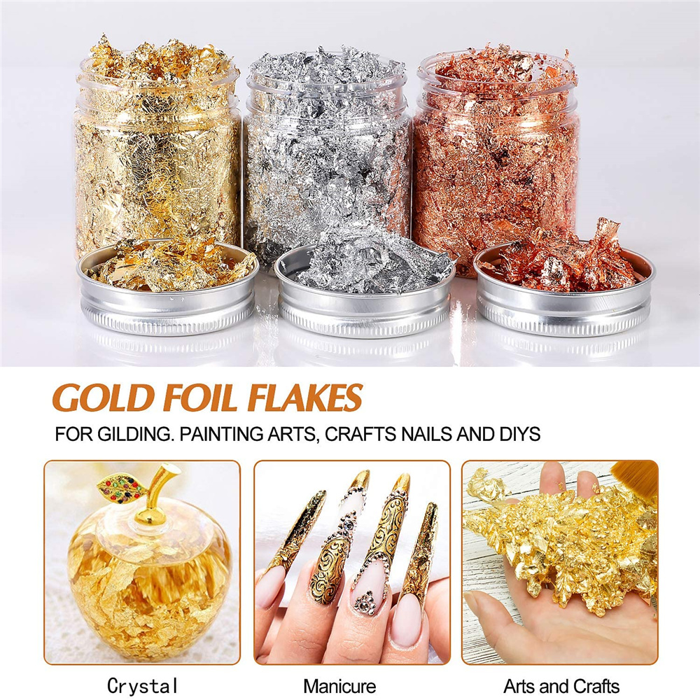 Imitation Rose Gold Silver Cop - Gold Foil Flakes recension och pris