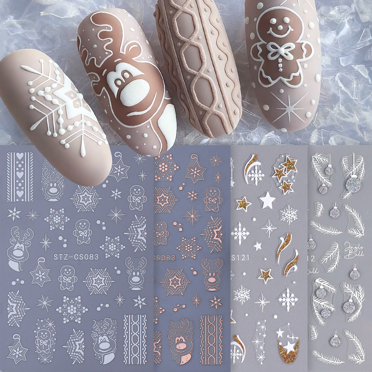 4pcs Winter Cartoon Christmas  - Gold Foil Flakes recension och pris