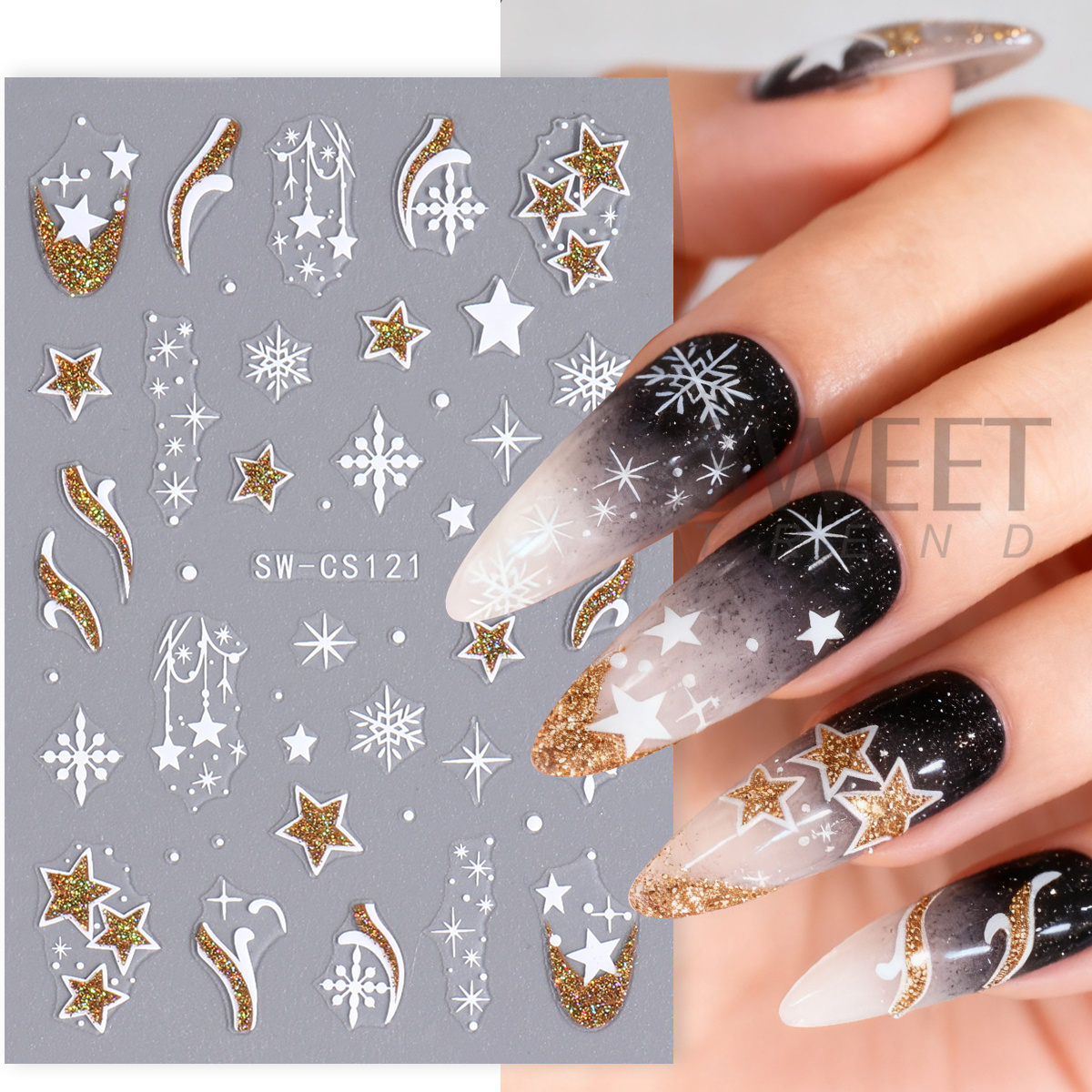 4pcs Winter Cartoon Christmas  - Gold Foil Flakes recension och pris