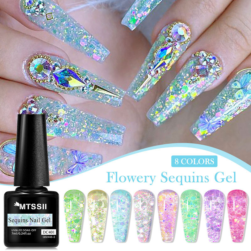 4/8pcs Flowery Sequins Gel Nai - Resin Glitter Pack recension och pris