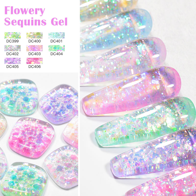 4/8pcs Flowery Sequins Gel Nai - Resin Glitter Pack recension och pris