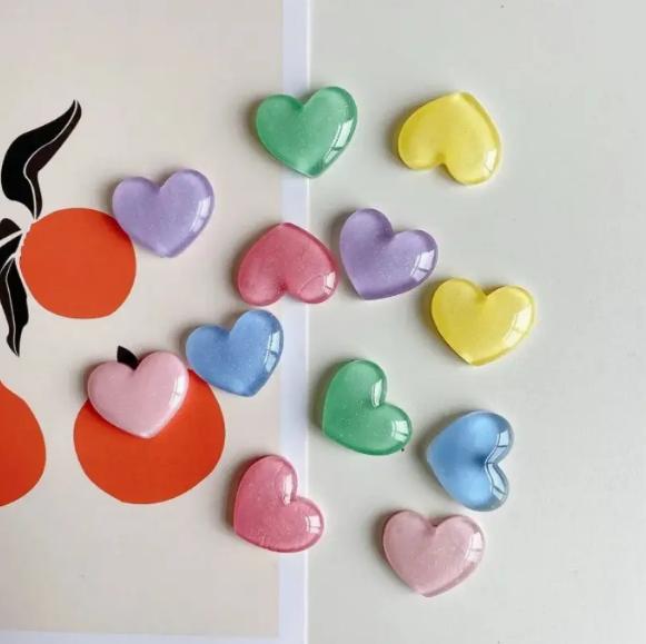 6pcs Colorful Heart Shaped Fri - Resin Glitter Pack recension och pris