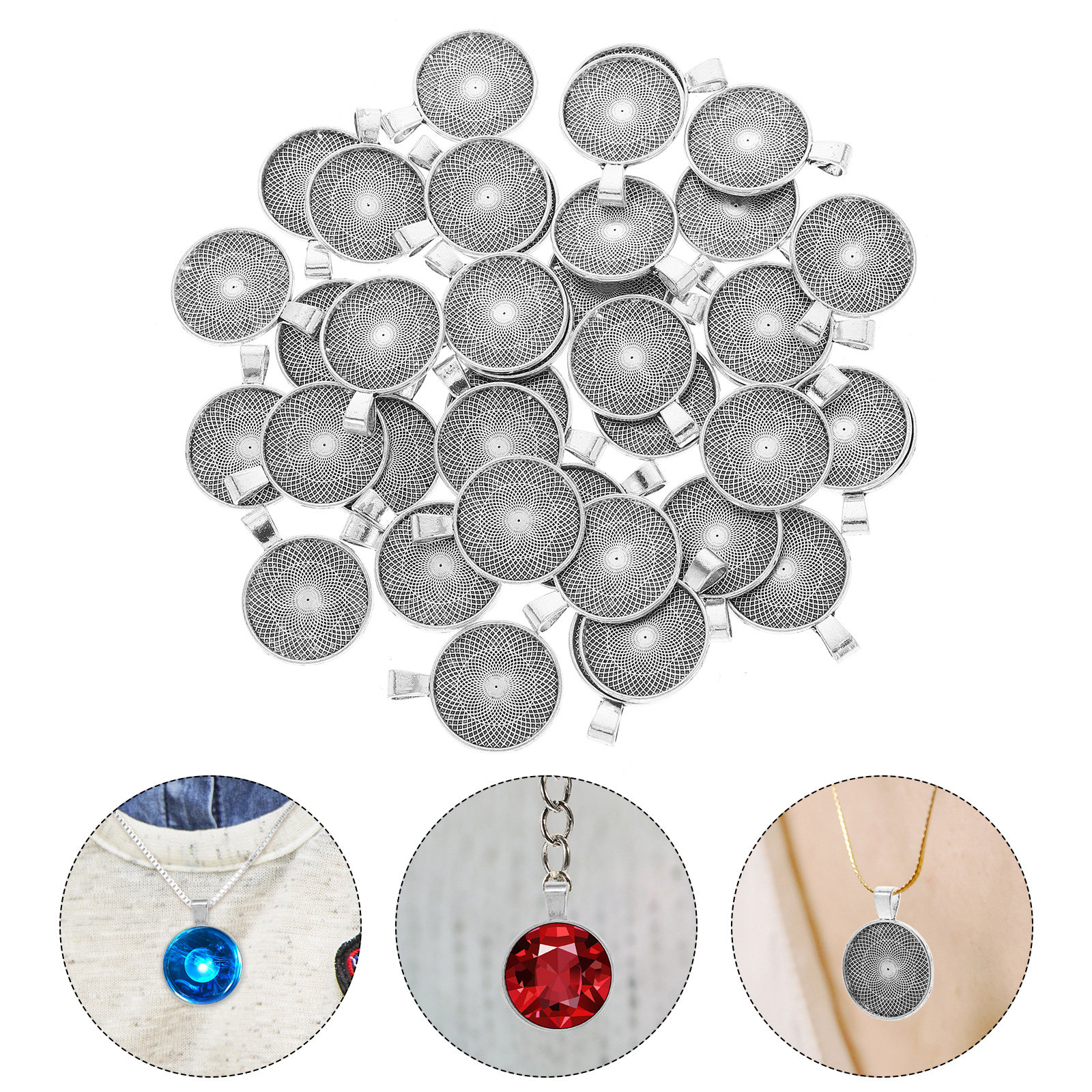 40Pcs Round Pendant Bezels Fla - Crafting Resin recension och pris