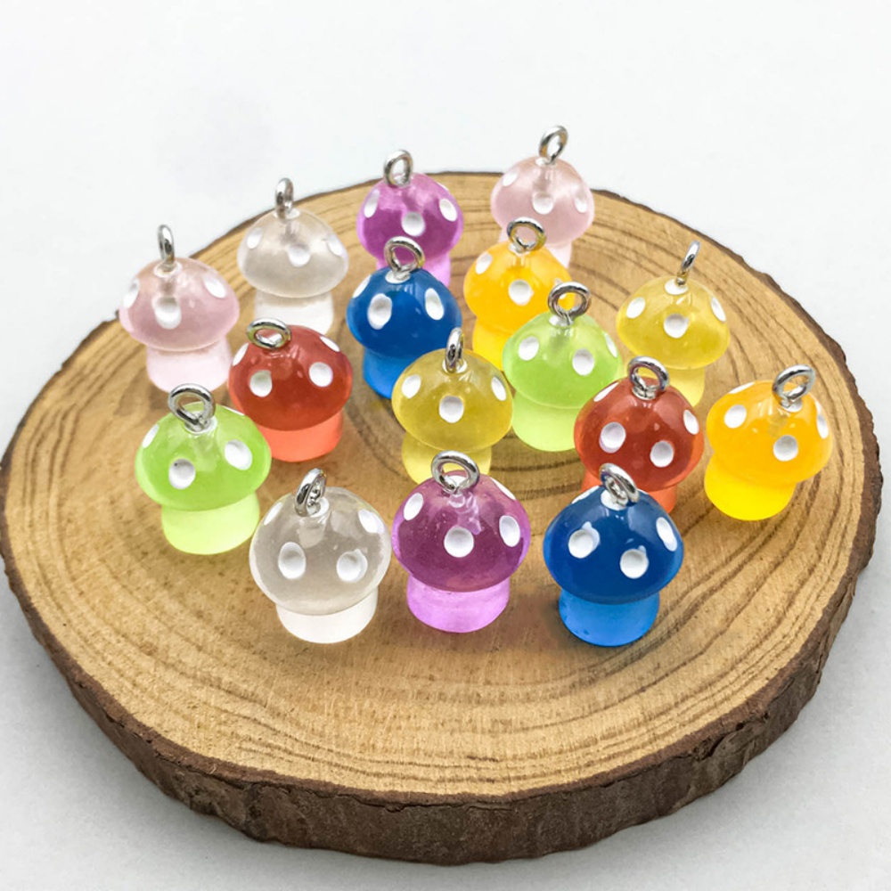 16pcs Luminous Mushroom Charms - Resin Craft Projects recension och pris